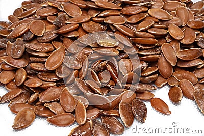 Flax seeds on a white background Stock Photo