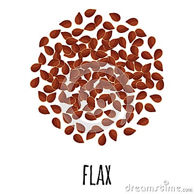 Flax for template farmer market design, label and packing. Natural energy protein organic super food Vector Illustration