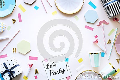 Flay lay of birthday celebration Stock Photo