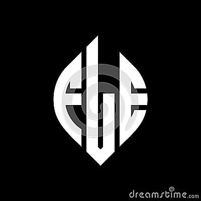 FLE circle letter logo design with circle and ellipse shape. FLE ellipse letters with typographic style. The three initials form a Vector Illustration