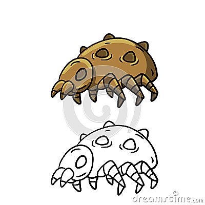 Flea. Cartoon louse. Harmful blood-sucking insect. Vector Illustration