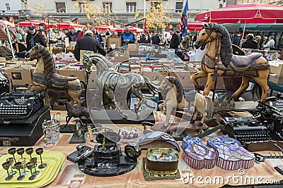 Flea market in Zagreb, Croatia Editorial Stock Photo