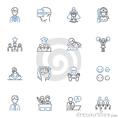 Fledgling populace line icons collection. Naive, Inexperienced, Young, Potential, Emerging, Vulnerable, Nascent vector Vector Illustration