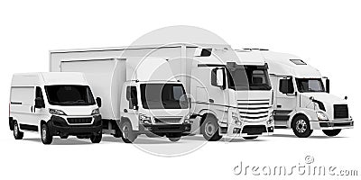 Fleet of Freight Transportation Isolated Stock Photo