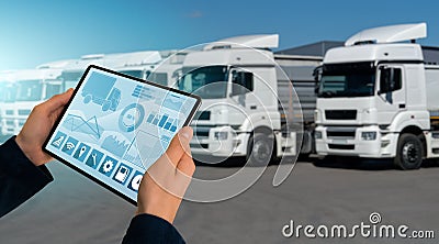 Fleet manager with a digital tablet Stock Photo