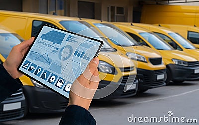 Fleet Manager with a digital tablet Stock Photo