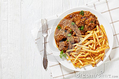 Flemish Stew, carbonnade, beef stew with fries Stock Photo