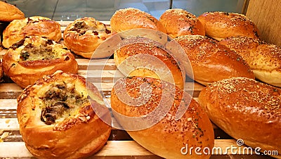 Flesh butter Breads for morning breakfast in bekery shop and coffee Stock Photo