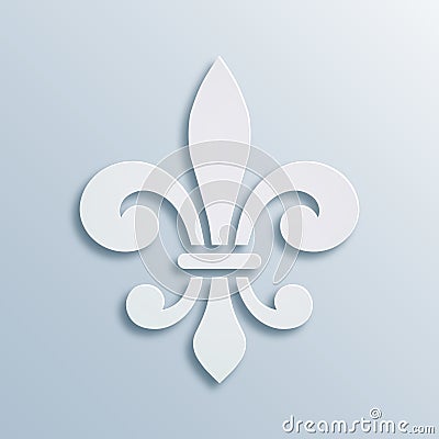 Fleur-de-lis background. Symbol of French heraldry. Paper style illustration. White vector geometric bas-relief, elegant Vector Illustration