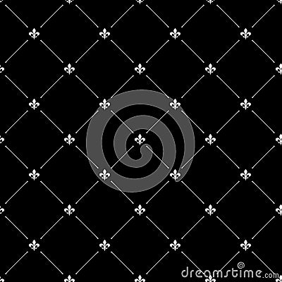 Fleur de lis black dark seamless pattern background Vector Illustration