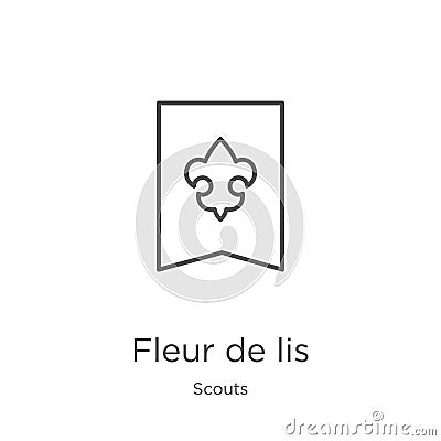 fleur de lis icon vector from scouts collection. Thin line fleur de lis outline icon vector illustration. Outline, thin line fleur Vector Illustration