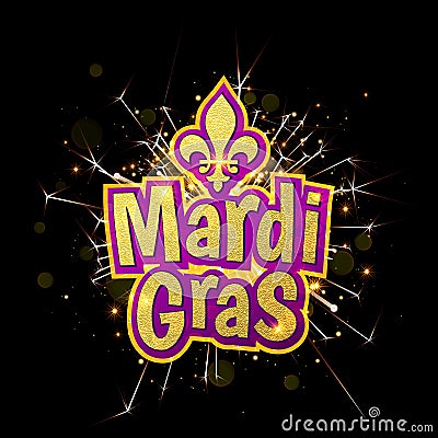Fleur de Lis lily for Mardi Gras masquerade carnival firework Vector Illustration