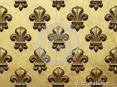 Fleur de Lis Pattern In Gold Stock Photo