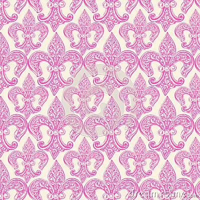 Fleur-de-lis pink repeat seamless pattern Stock Photo