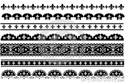 Fleur de lis scalloped vector borders Vector Illustration