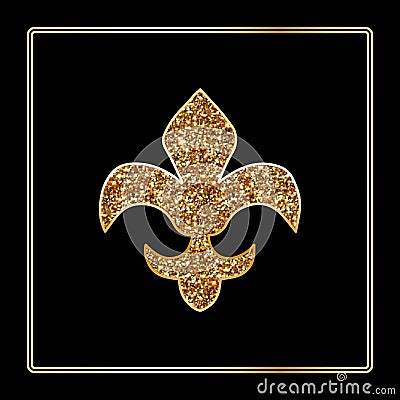 Fleur de lis symbol, glittering heraldic symbol. Vector Illustration. Medieval sign. Glowing french fleur de lis royal lily. Elega Vector Illustration