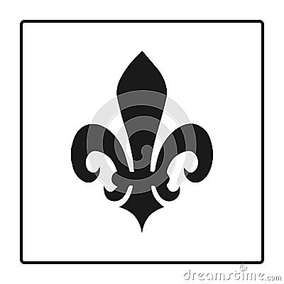 Fleur de lis symbol, silhouette - heraldic symbol. Vector Illustration. Medieval sign. Glowing french fleur de lis royal lily. Vector Illustration