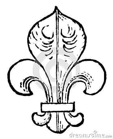 Fleur-de-Lis are used as a charge in heraldry, vintage engraving Vector Illustration