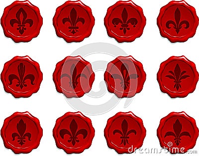 Fleur De Lis Wax Seal Set Stock Photo