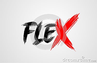 flex grunge brush stroke word text for typography icon logo design Vector Illustration