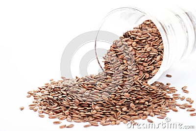 Flex seeds on white background. Healthy food concept Stock Photo