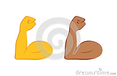 Flexed bicep color icon. Strong emoji. Muscle. Bodybuilding, workout. Man`s arm, forearm. Isolated vector illustration. Vector Illustration