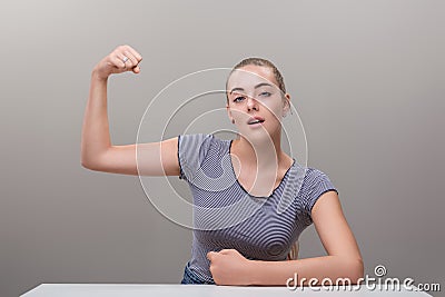 Flexed muscle, proud face empowerment personified Stock Photo