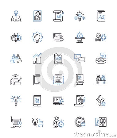 Flexibility and adaptability line icons collection. Versatile, Agile, Resilient, Adaptable, Supple, Adjustable Vector Illustration