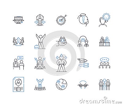 Flexibility line icons collection. Resilience, Adaptability, Suppleness, Versatility, Elasticity, Nimbleness, Agility Vector Illustration