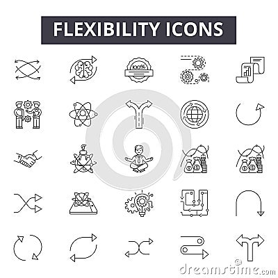 Flexibility line icons, signs, vector set, linear concept, outline illustration Vector Illustration