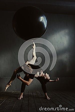 Flexible ballet dancers realizing their abilities and skills Stock Photo