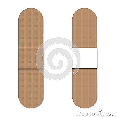 Flexible fabric adhesive plaster bandage, vector illustration. First aid band for wound care Vector Illustration