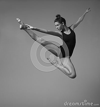 Ninja girl in the jump Stock Photo