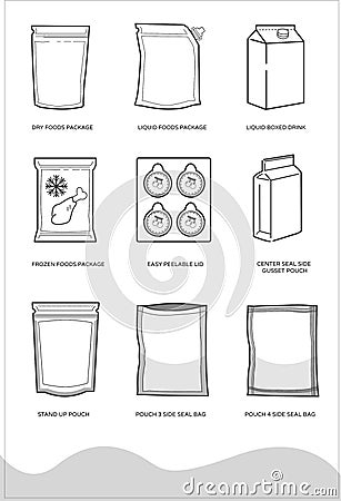 Flexible packaging icons copy Vector Illustration