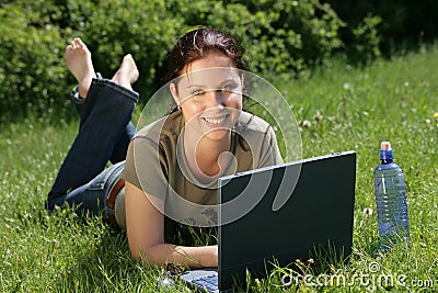 flexible work - technology in nature Stock Photo