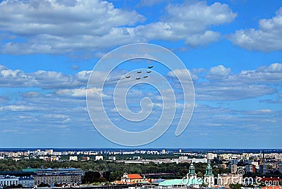 Flight of aircrafts Editorial Stock Photo