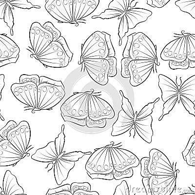 Flight of the butterfly. Seamless pattern with insect vector. Fabric design nature spring. Vector Illustration