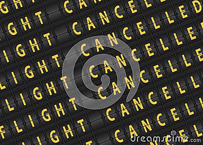 Flight cancelled, yellow split flap airport board, vector illustration Vector Illustration