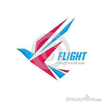 Flight - creative bird logo design. Wings abstract sign. Dynamic geometric icon. Vector Illustration