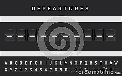 Flight departure banner in airport markup style with vector Flip font Vector Illustration