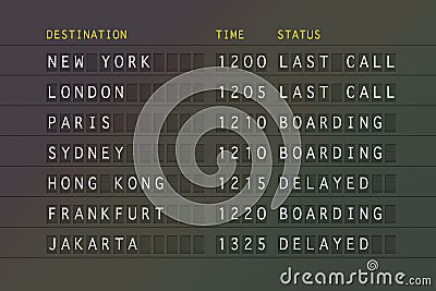 Flight departure board Stock Photo