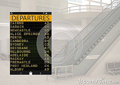 Flight Departures Airport App Interface Stock Photo