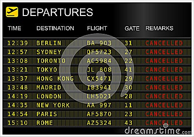 Flight departures board Stock Photo
