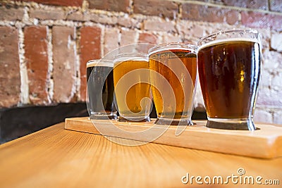 Flight of Four Beers Stock Photo