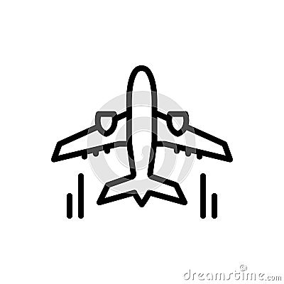 Black line icon for Flight, aircraft and airplane Vector Illustration
