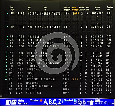 Flight information display Stock Photo