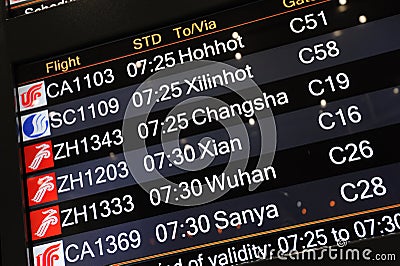 Flight information panel Editorial Stock Photo