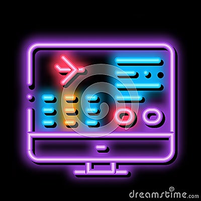 Flight Information Web Site neon glow icon illustration Vector Illustration