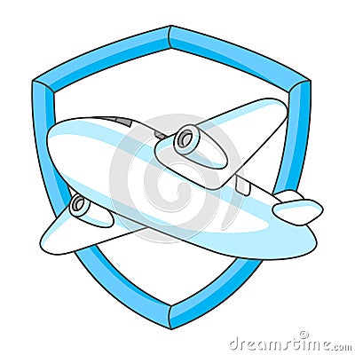 Flight insurance airplane. Travel illustration and tourism item. Vector Illustration