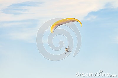 Flight on motor glider in sky Stock Photo